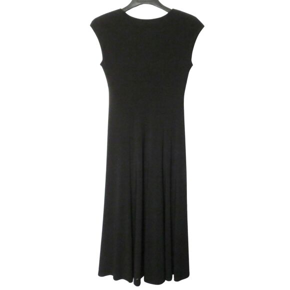 Rena Rowan Black Dress Women Sz 6 Midi Length Sleeveless V-Neck Easy Care Dressy - Picture 4 of 10